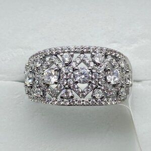 Diamond CZ on Hematite Plating RBP7411 Ring Size 8